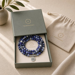 Natural Blue Aventurine Lotus Peace Necklace Bracelet featuring Blue Aventurine, Lotus