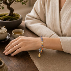 Natural Blue Candy Agate Amulet Strength Bracelet featuring Candy Agate, Copper