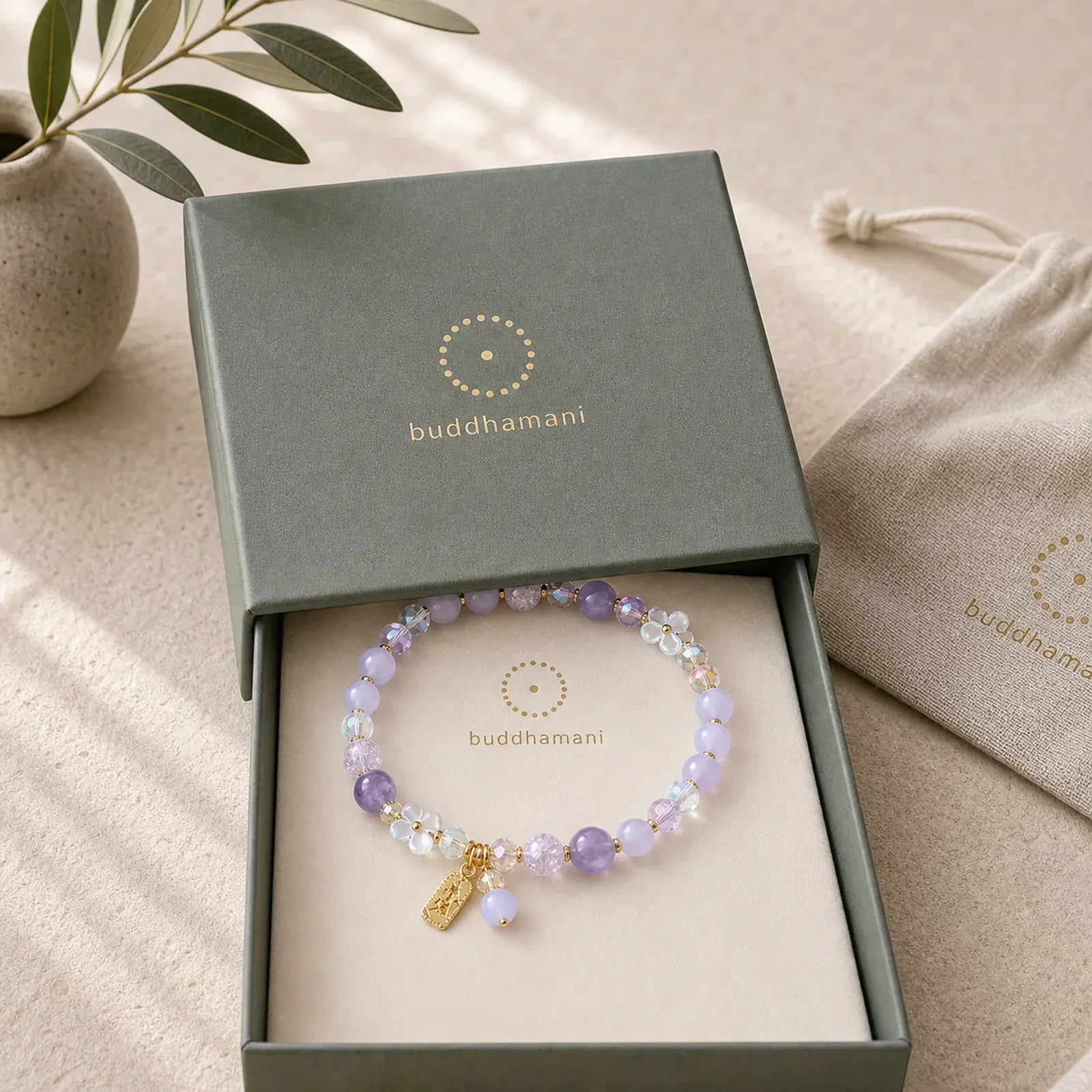 Natural Blue Crystal Amethyst Chalcedony Flower Healing Bracelet featuring Blue Crystal, Amethyst, Chalcedony
