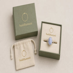 Natural Blue Lace Agate Round Balance Ring featuring Blue Lace Agate, Copper