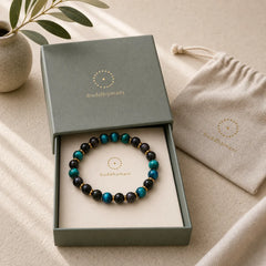 Natural Blue Tiger Eye Beads Balance Bracelet featuring Blue Tiger Eye, Tiger Eye