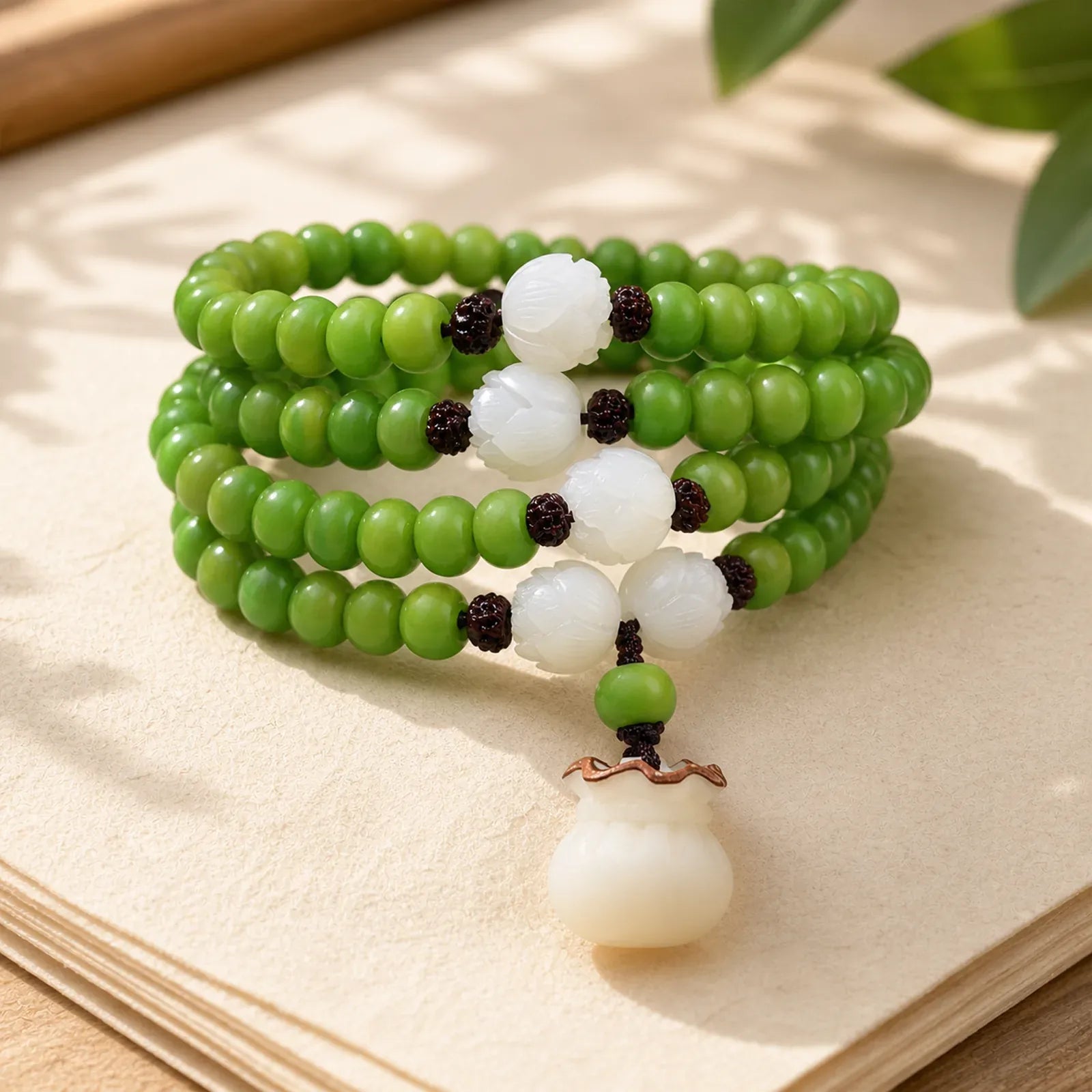 Natural Bodhi Seed 108 Beads Mala Wisdom Bracelet featuring Bodhi Seed
