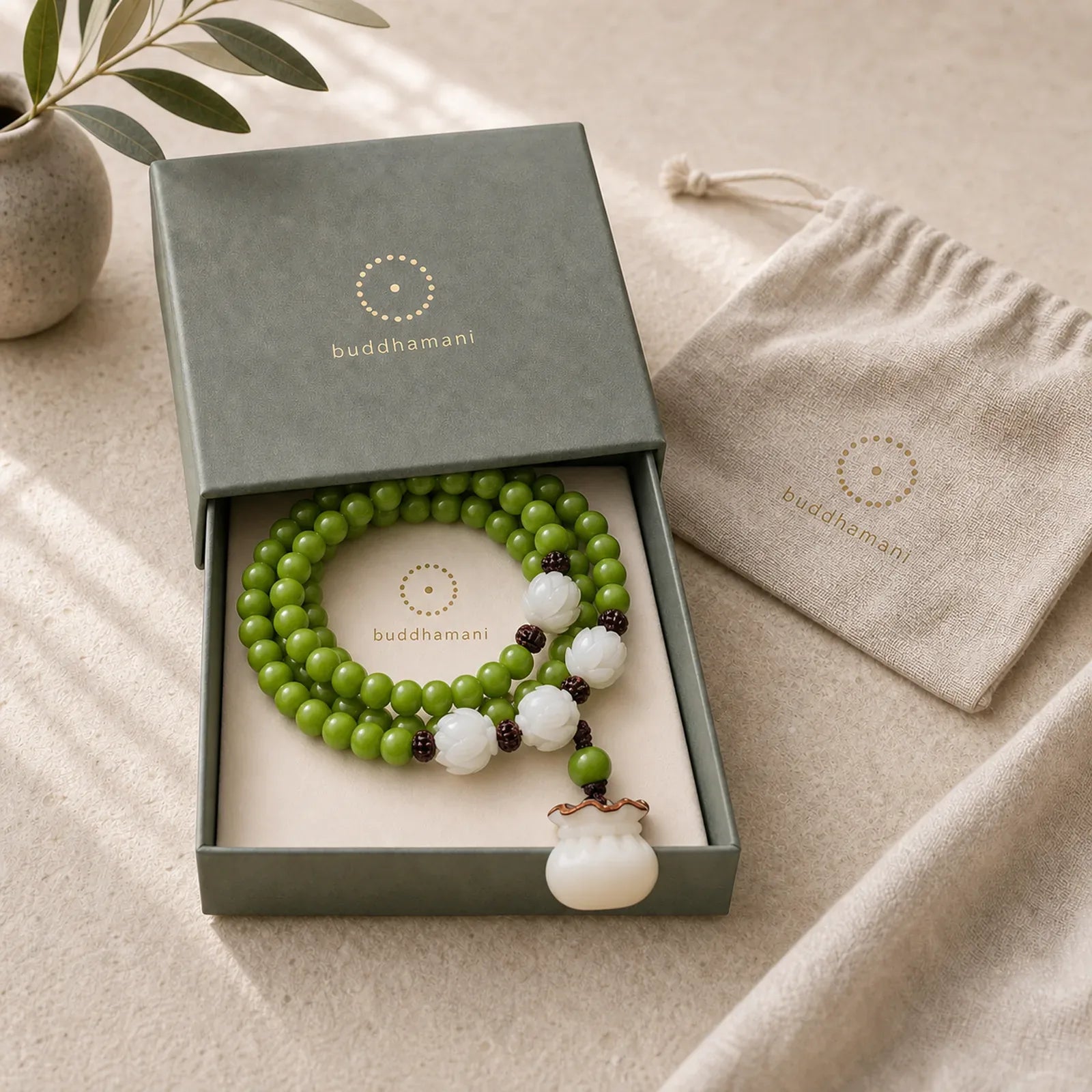 Natural Bodhi Seed 108 Beads Mala Wisdom Bracelet featuring Bodhi Seed