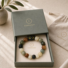 Natural Bodhi Seed Lovely Paw Ebony Wood Lucky Cat Wisdom Bracelet featuring Bodhi Seed, Ebony Wood, Ebony