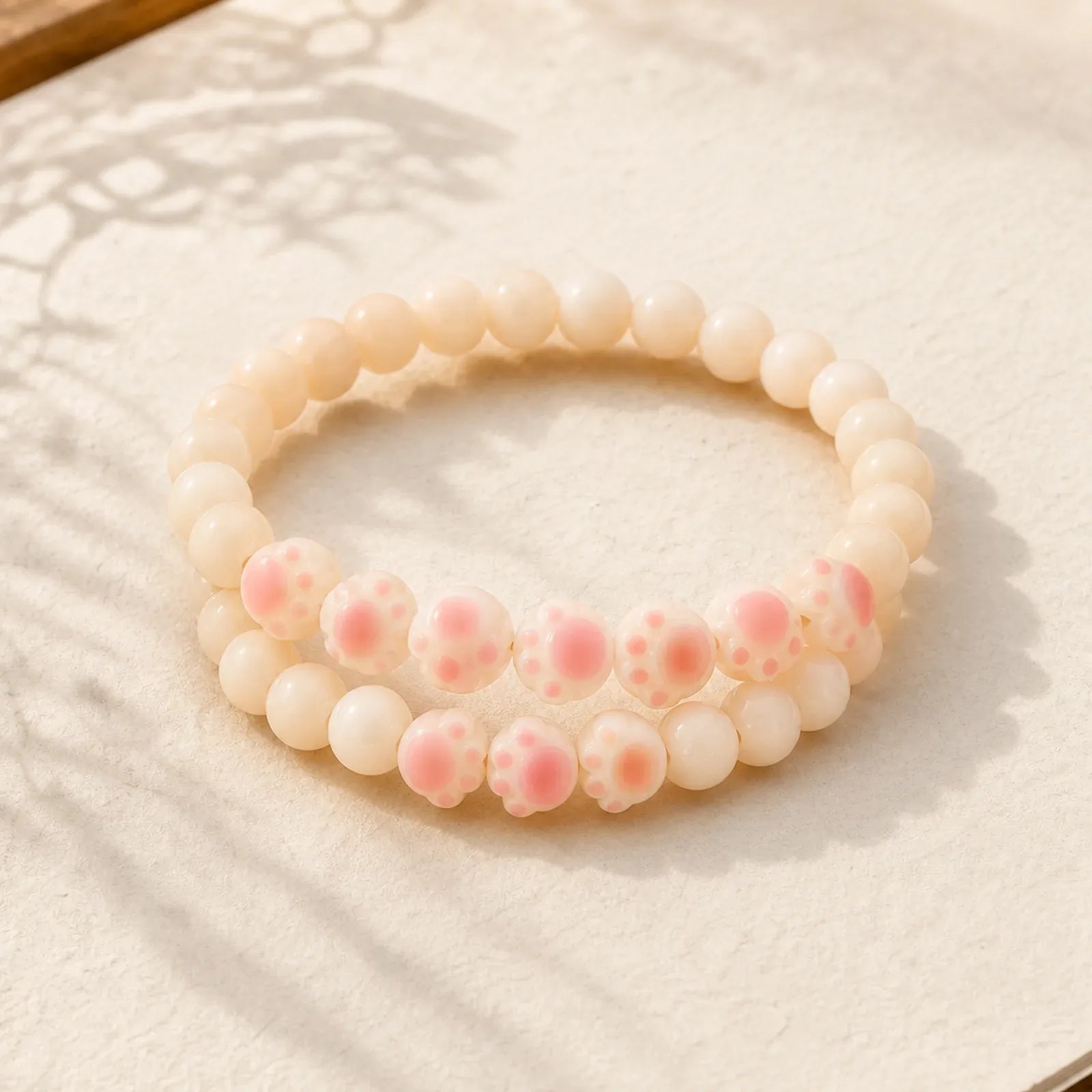 Natural Bodhi Seed Lovely Paw Lucky Cat Paw Peace Bracelet featuring Bodhi Seed