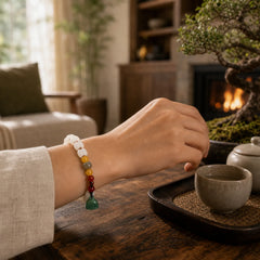 Natural Bodhi Seed Red Agate Bodhi Calm Harmony Engraved Pumpkin Bead Lotus Bracelet featuring Bodhi Seed, Red Agate, Lotus