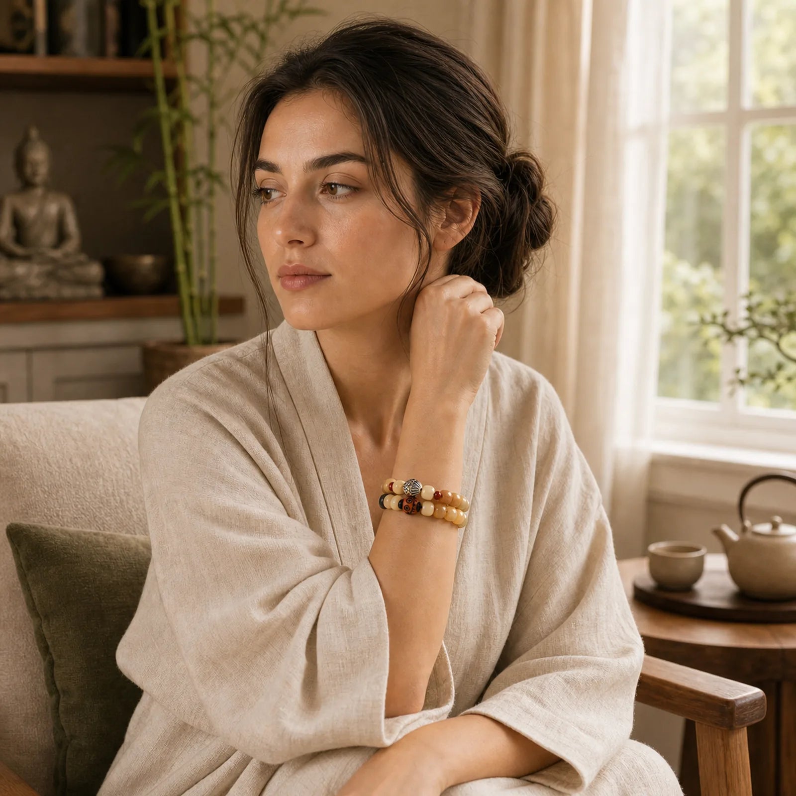 Natural Bodhi Seed The Lord of the Corpse Forest Om Mani Padme Hum Wisdom Bracelet featuring Bodhi Seed, The Lord of the Corpse Forest, Om Mani Padme Hum