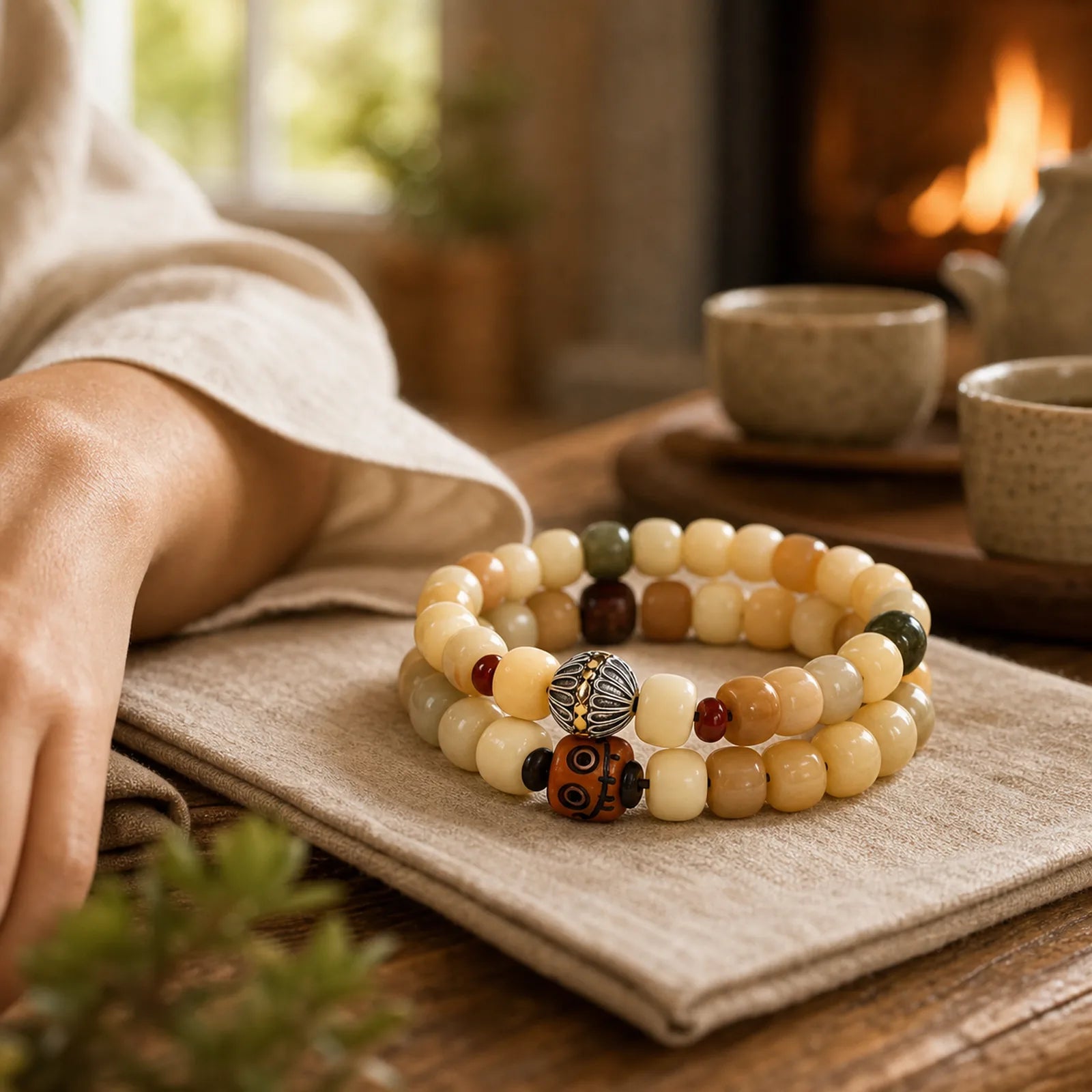Natural Bodhi Seed The Lord of the Corpse Forest Om Mani Padme Hum Wisdom Bracelet featuring Bodhi Seed, The Lord of the Corpse Forest, Om Mani Padme Hum