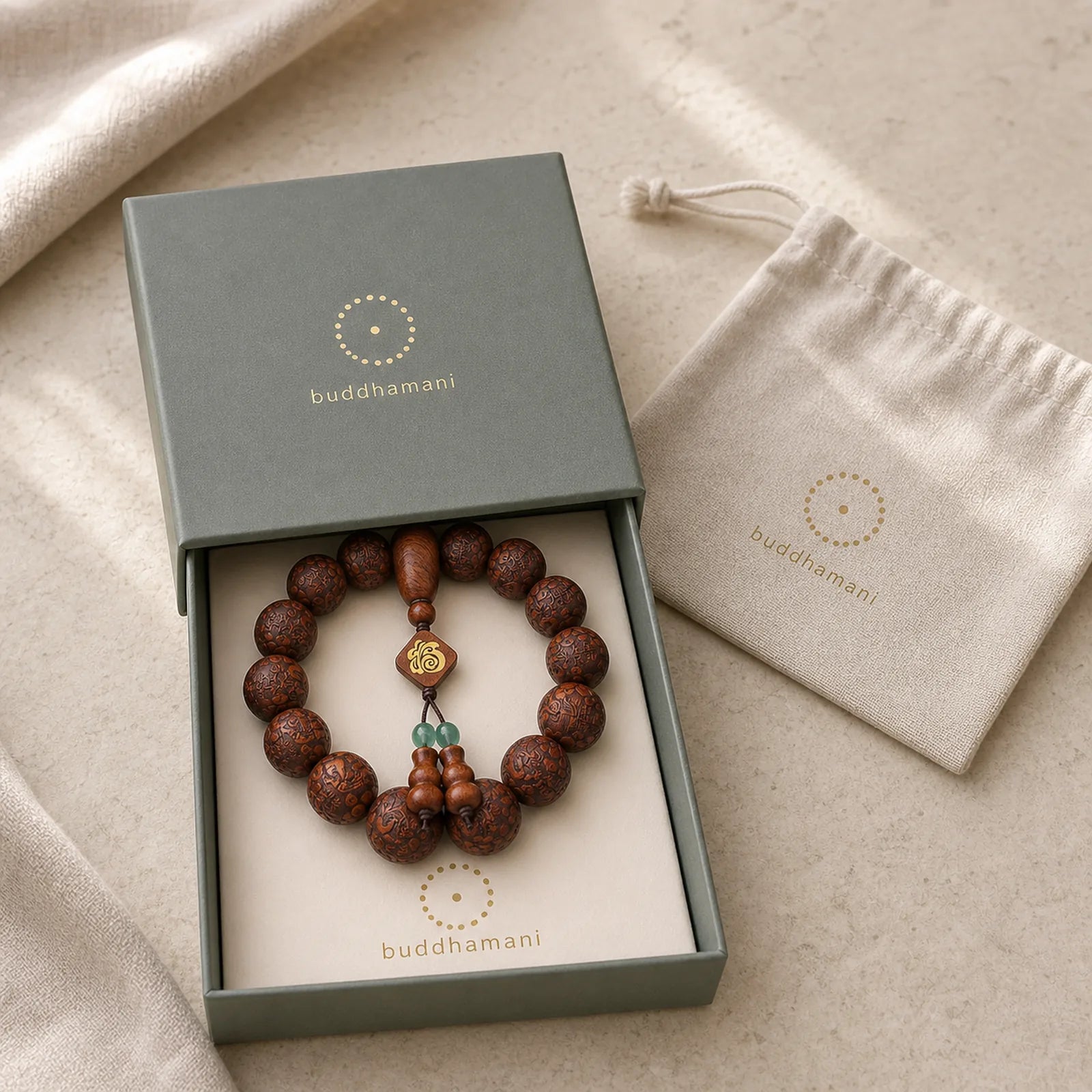 Natural Carving Dragon And Phoenix Fu Character Gourd Rosewood Beads Warmth Bracelet featuring Dragon, Phoenix, Fu Character