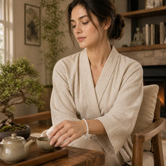 Natural Cat's Eye Cherry Blossom Peace Bracelet featuring Cat's Eye / Chrysoberyl, White Cat's Eye