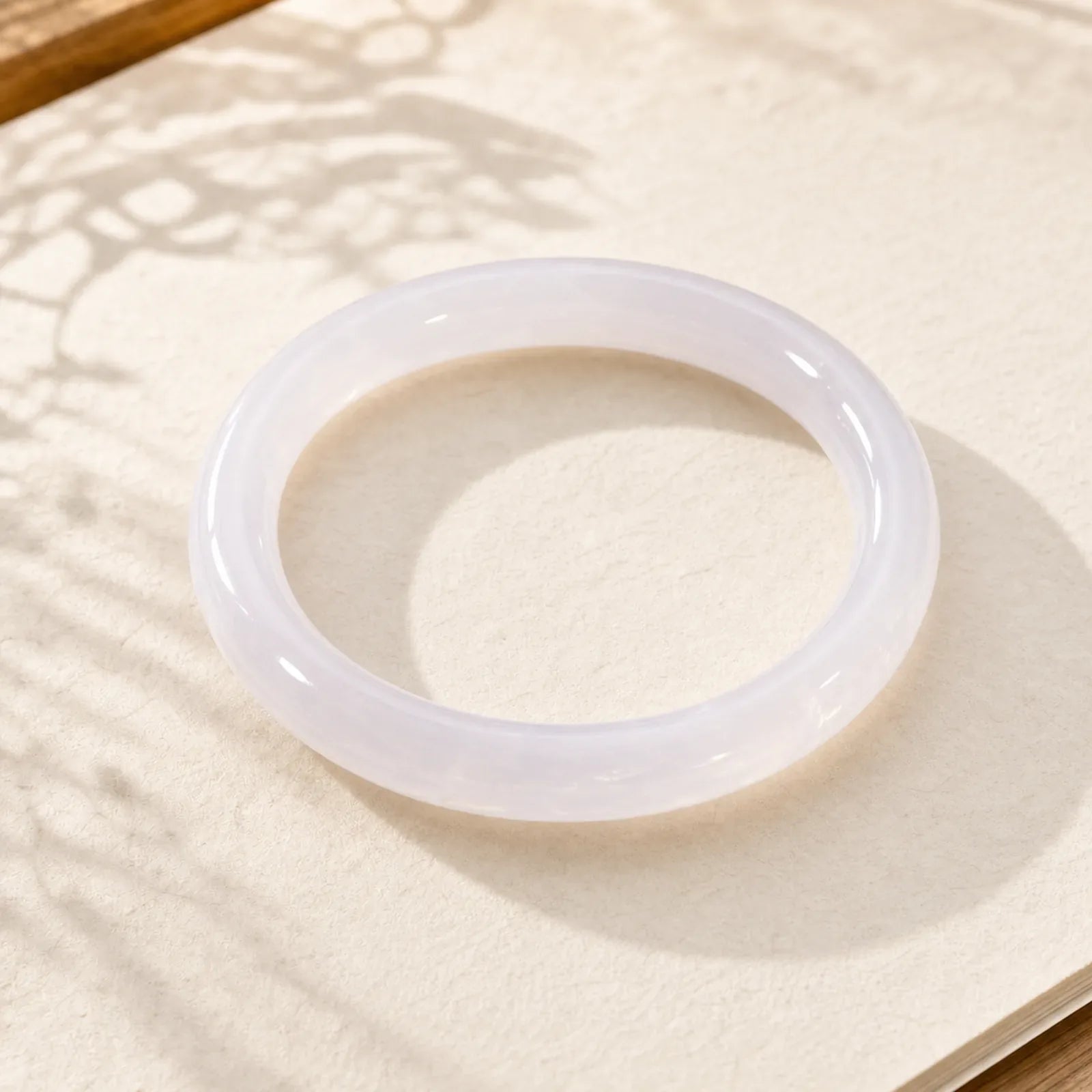 Natural Chalcedony Harmony Positive Bracelet Bangle featuring Chalcedony, Jade