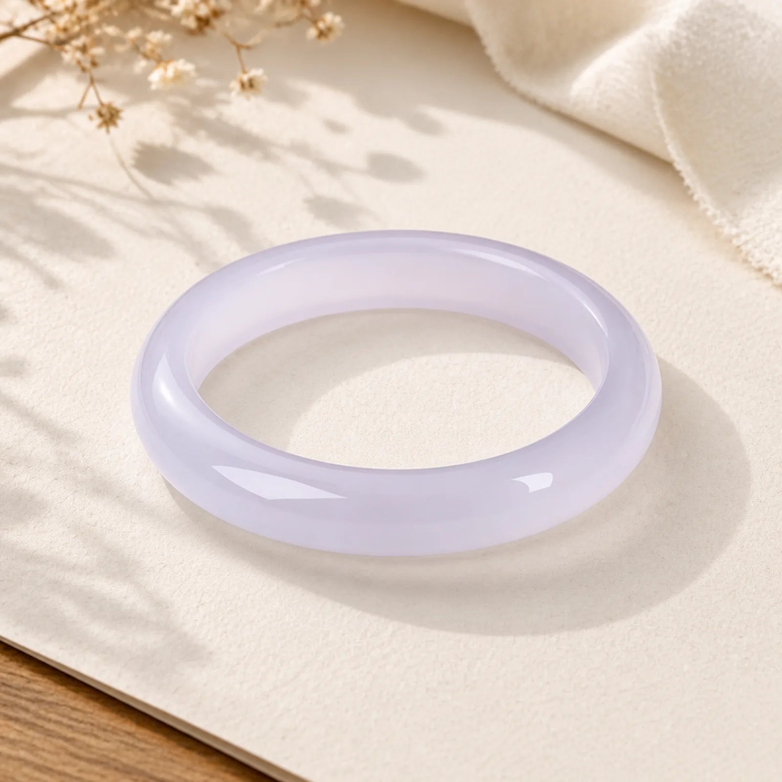 Natural Chalcedony Positive Energy Bracelet Bangle featuring Chalcedony, Jade