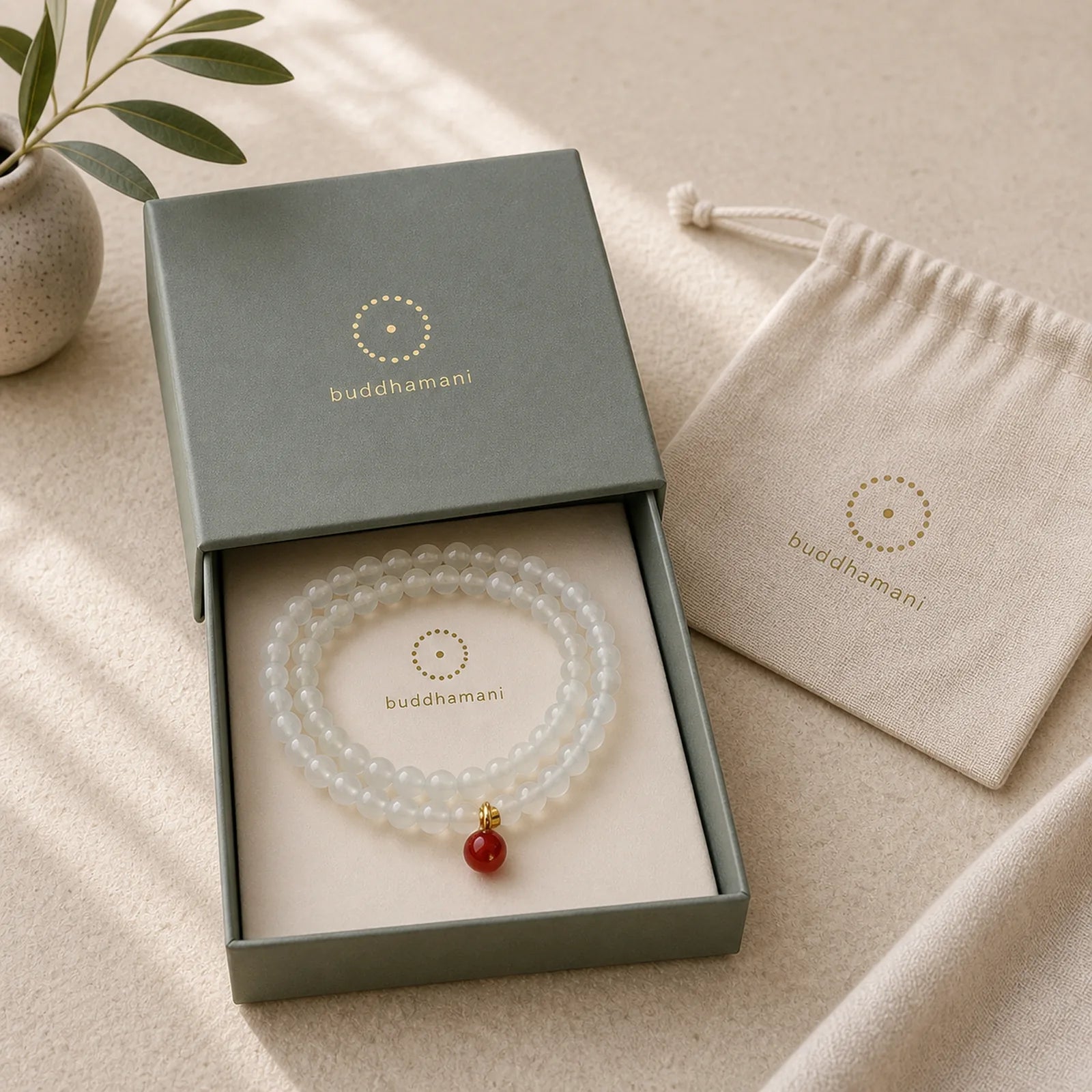 Natural Chalcedony Red Agate Bead Double Layer Harmony Positive Bracelet featuring Chalcedony, Red Agate, Jade