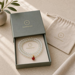 Natural Chalcedony Red Agate Bead Double Layer Harmony Positive Bracelet featuring Chalcedony, Red Agate, Jade