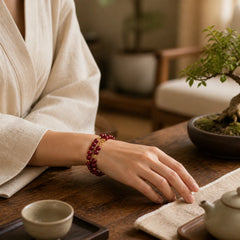 Natural Cinnabar Beaded Blessing Bracelet featuring Cinnabar