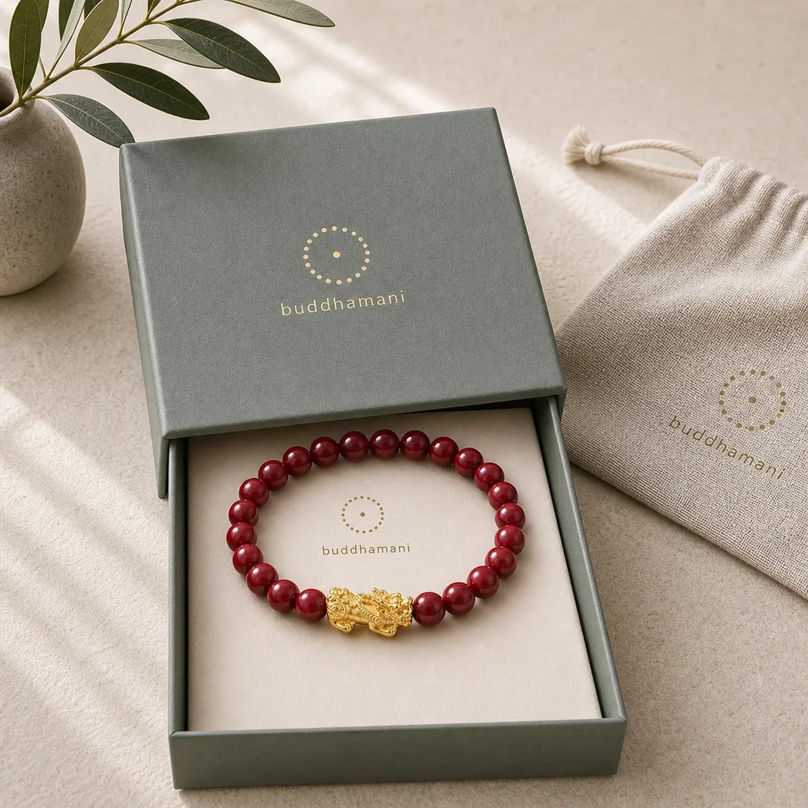 Natural Cinnabar Beads Pixiu Blessing Bracelet featuring Cinnabar, Pixiu, Copper