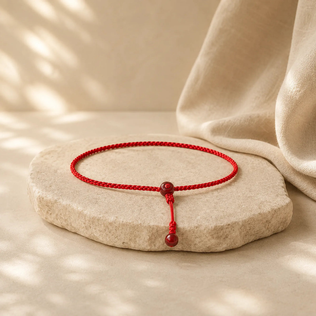 Natural Cinnabar Calm Blessing Red String Belly Chain featuring Cinnabar, Red String