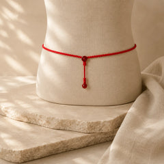 Natural Cinnabar Calm Blessing Red String Belly Chain featuring Cinnabar, Red String