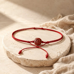 Natural Cinnabar Chinese Zodiac Gourd Calm Blessing Red String Belly Chain featuring Cinnabar, Red String, Dragon