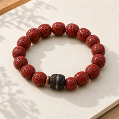 Natural Cinnabar Ebony Calm Blessing Bracelet featuring Cinnabar, Ebony, Ebony Wood