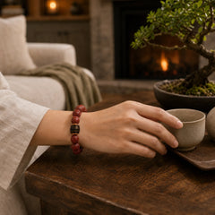 Natural Cinnabar Ebony Calm Blessing Bracelet featuring Cinnabar, Ebony, Ebony Wood