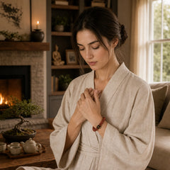 Natural Cinnabar Ebony Calm Blessing Bracelet featuring Cinnabar, Ebony, Ebony Wood
