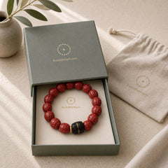 Natural Cinnabar Ebony Calm Blessing Bracelet featuring Cinnabar, Ebony, Ebony Wood