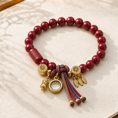 Natural Cinnabar Heart Sutra Blessing Bracelet featuring Cinnabar