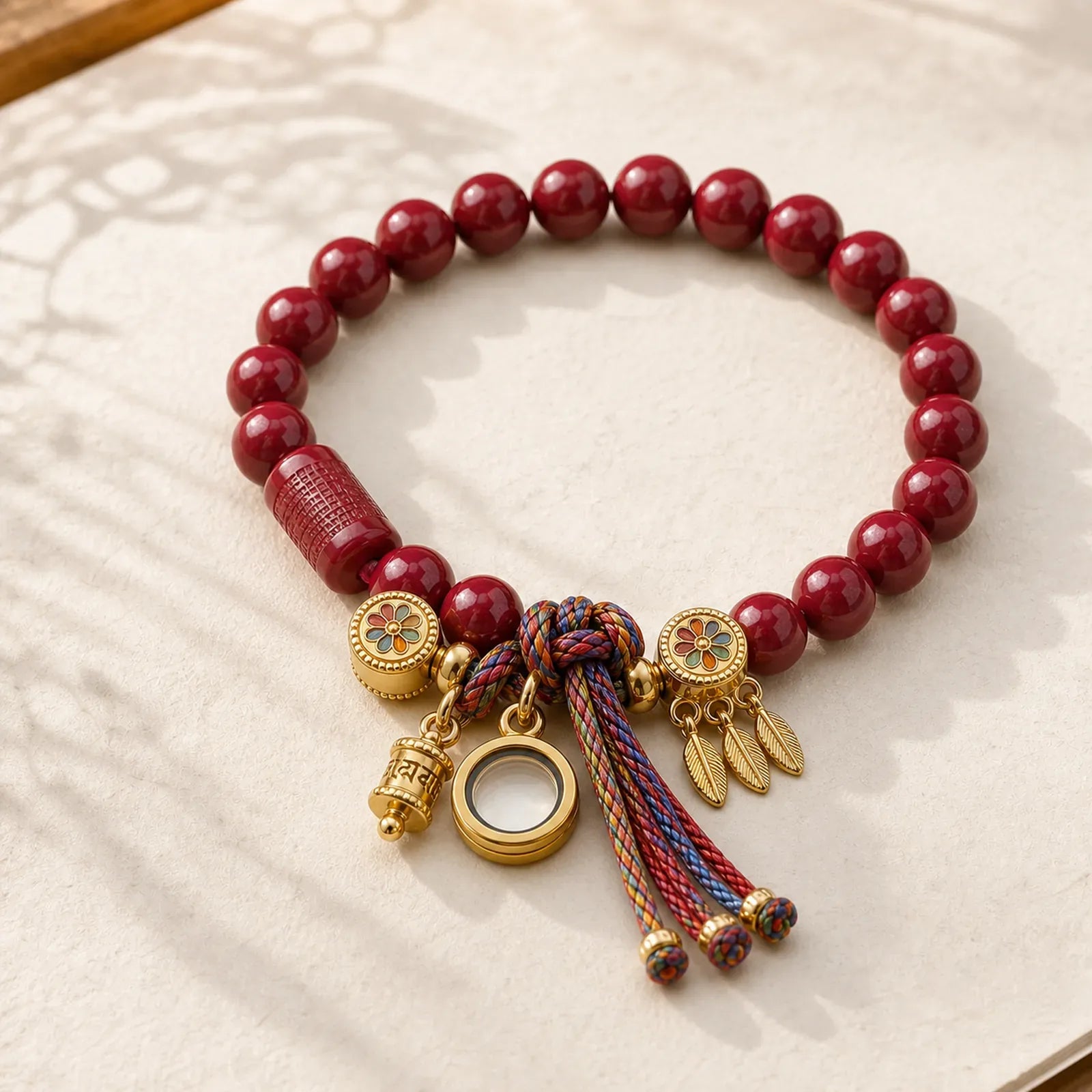 Natural Cinnabar Heart Sutra Blessing Bracelet featuring Cinnabar