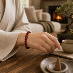 Natural Cinnabar Heart Sutra Blessing Bracelet featuring Cinnabar