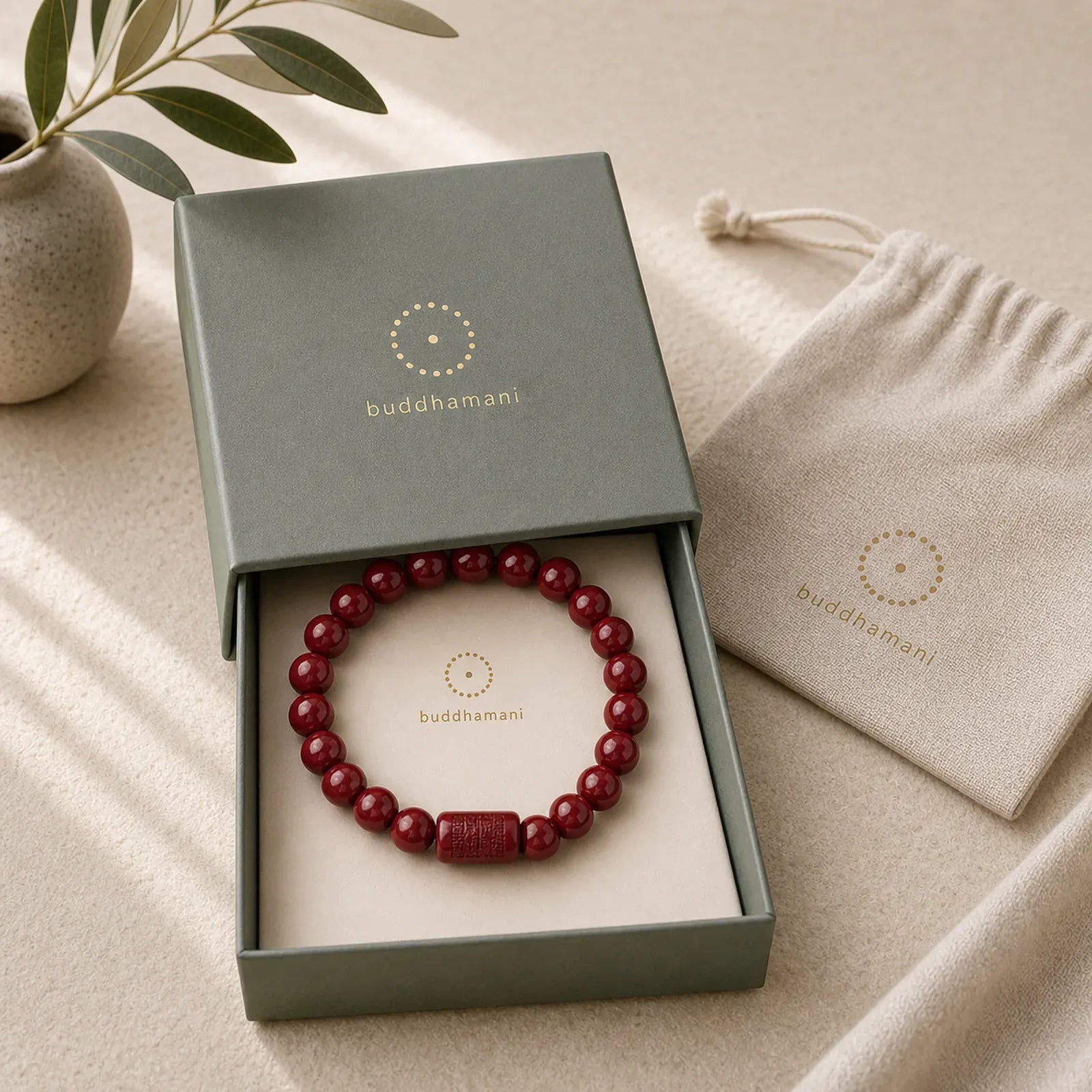 Natural Cinnabar Heart Sutra Blessing Bracelet featuring Cinnabar