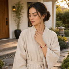 Natural Cinnabar Jade Beaded Tridacna Stone Flower Blessing Bracelet featuring Cinnabar, Jade, Tridacna Stone