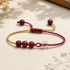 Natural Cinnabar Jade Peace Buckle Blessing Bracelet featuring Cinnabar, Jade, Peace Buckle