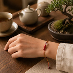 Natural Cinnabar Jade Peace Buckle Blessing Bracelet featuring Cinnabar, Jade, Peace Buckle