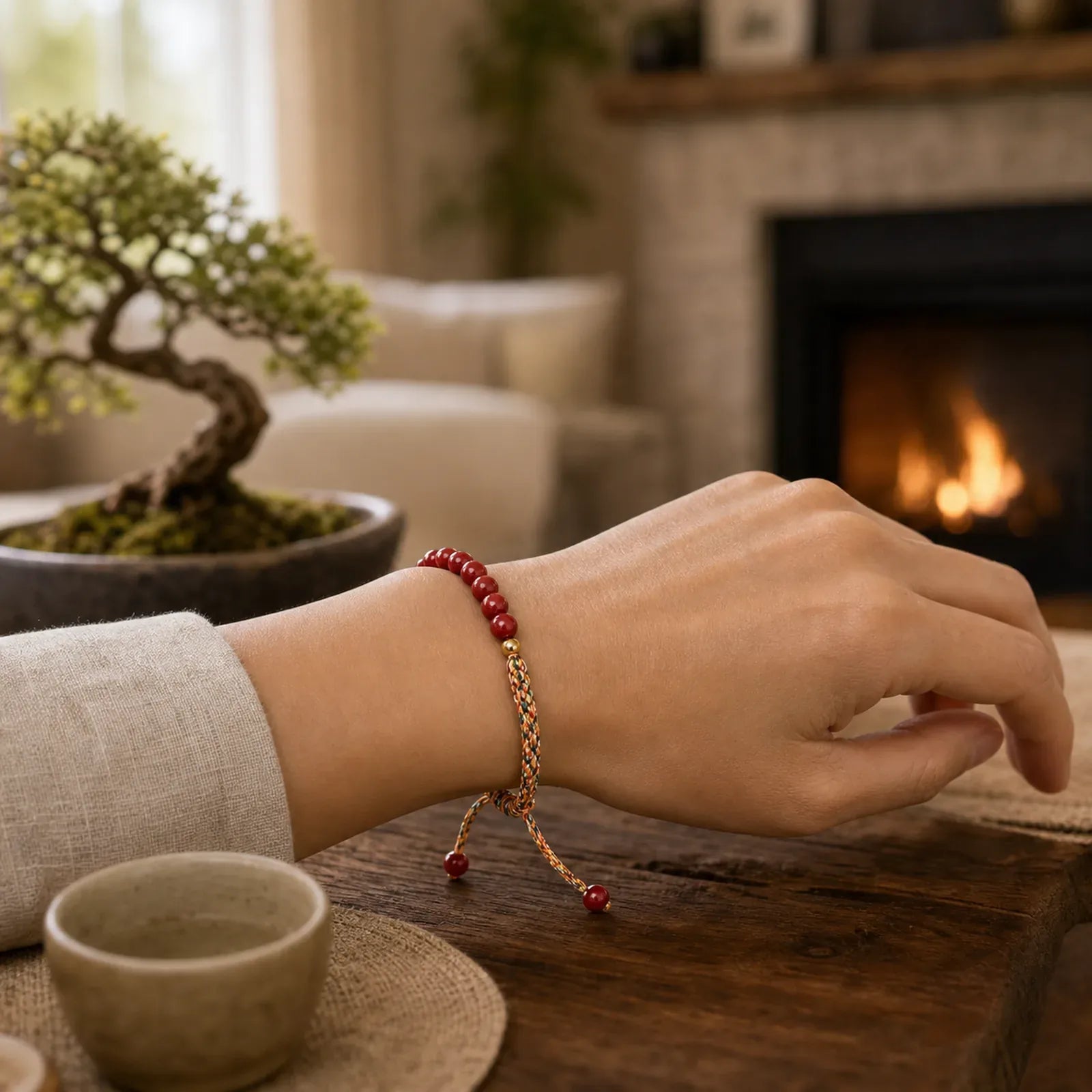 Natural Cinnabar King Kong Knot Blessing String Bracelet (Extra 35% Off | USE CODE: FS35) featuring Cinnabar, Red String