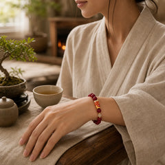 Natural Cinnabar Lucky Koi Fish Hetian Jade Bead Blessing Bracelet featuring Cinnabar, Koi Fish, Jade