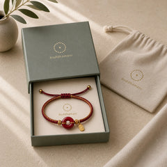 Natural Cinnabar Peace Buckle Fu Character Charm Blessing Braided Bracelet featuring Cinnabar, Peace Buckle, Fu Character