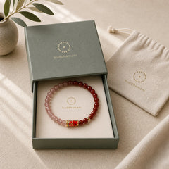 Natural Cinnabar Pink Crystal Strawberry Quartz Lucky Koi Fish Blessing Bracelet featuring Cinnabar, Pink Crystal, Strawberry Quartz