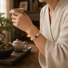 Natural Citrine Amethyst Prosperity Bracelet featuring Citrine, Amethyst, Copper