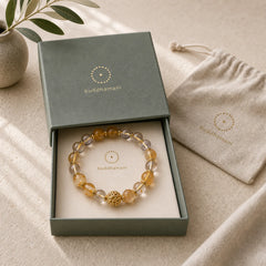 Natural Citrine Amethyst Rutilated Quartz Prosperity Protection Bracelet featuring Citrine, Amethyst, Rutilated Quartz