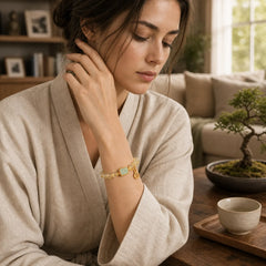 Natural Citrine Five Scriptures Generosity Bracelet featuring Citrine, Copper