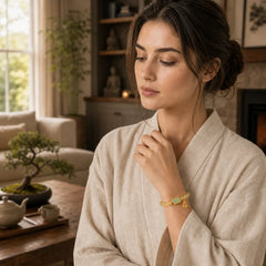 Natural Citrine Five Scriptures Generosity Bracelet featuring Citrine, Copper