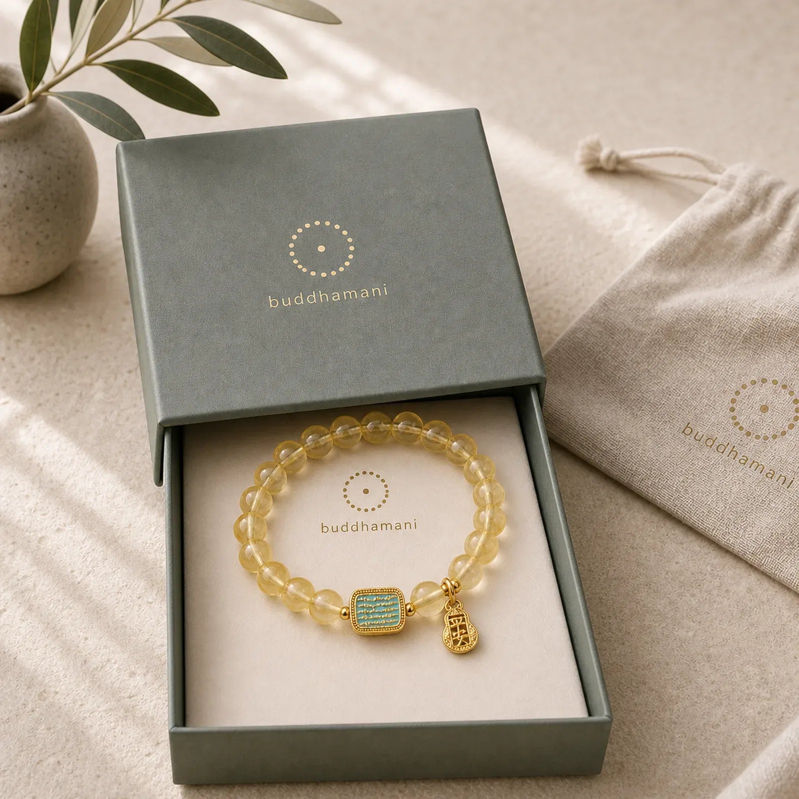 Natural Citrine Five Scriptures Generosity Bracelet featuring Citrine, Copper