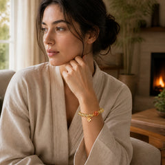 Natural Citrine Flower Charm Prosperity Protection Bracelet featuring Citrine
