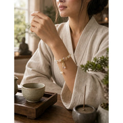 Natural Citrine Green Strawberry Quartz PiXiu Prosperity Bracelet featuring Citrine, Green Strawberry Quartz, Strawberry Quartz
