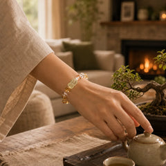 Natural Citrine Pearl Topaz White Crystal Protection Bracelet featuring Citrine, Pearl, Topaz