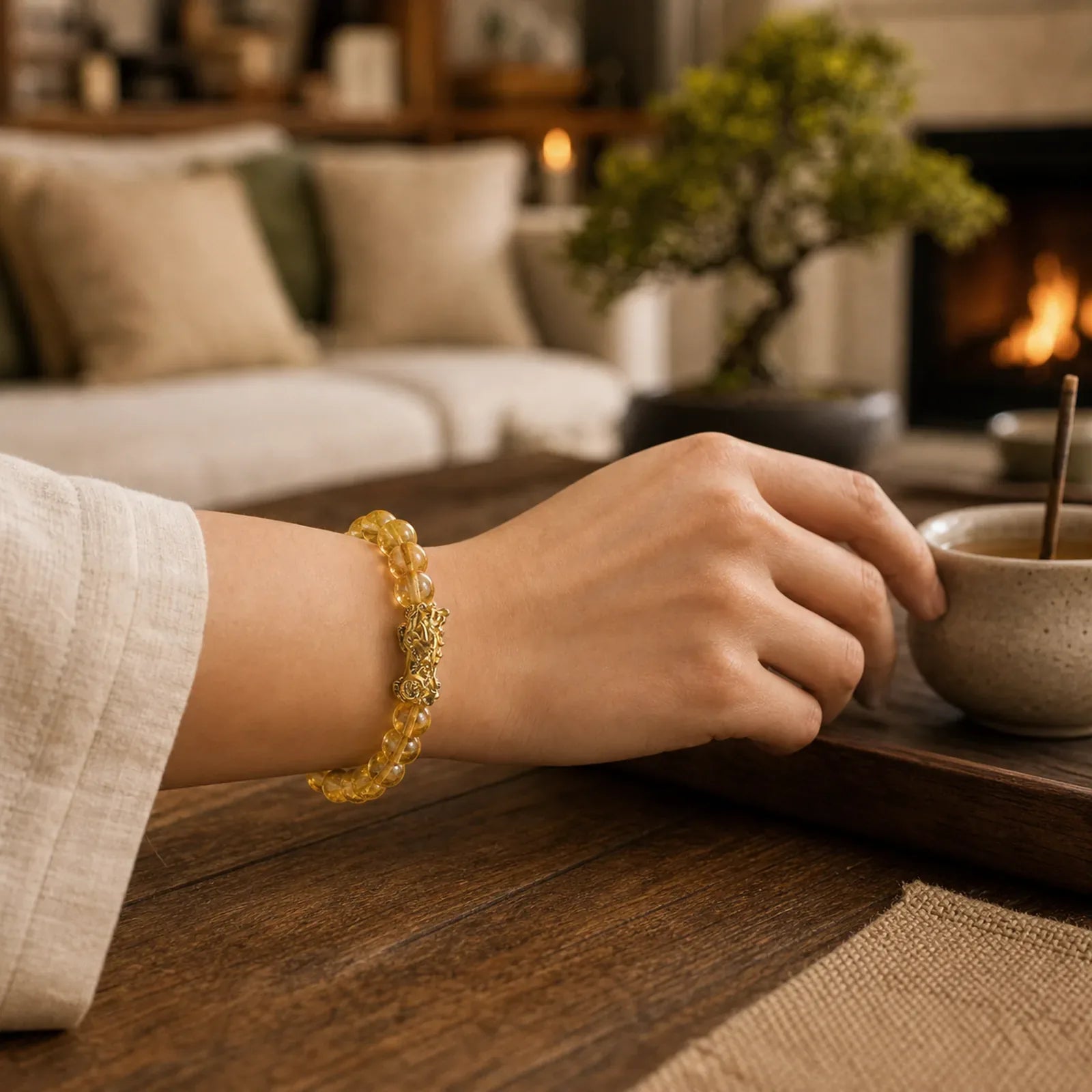Natural Citrine PiXiu Prosperity Protection Bracelet featuring Citrine, Pixiu