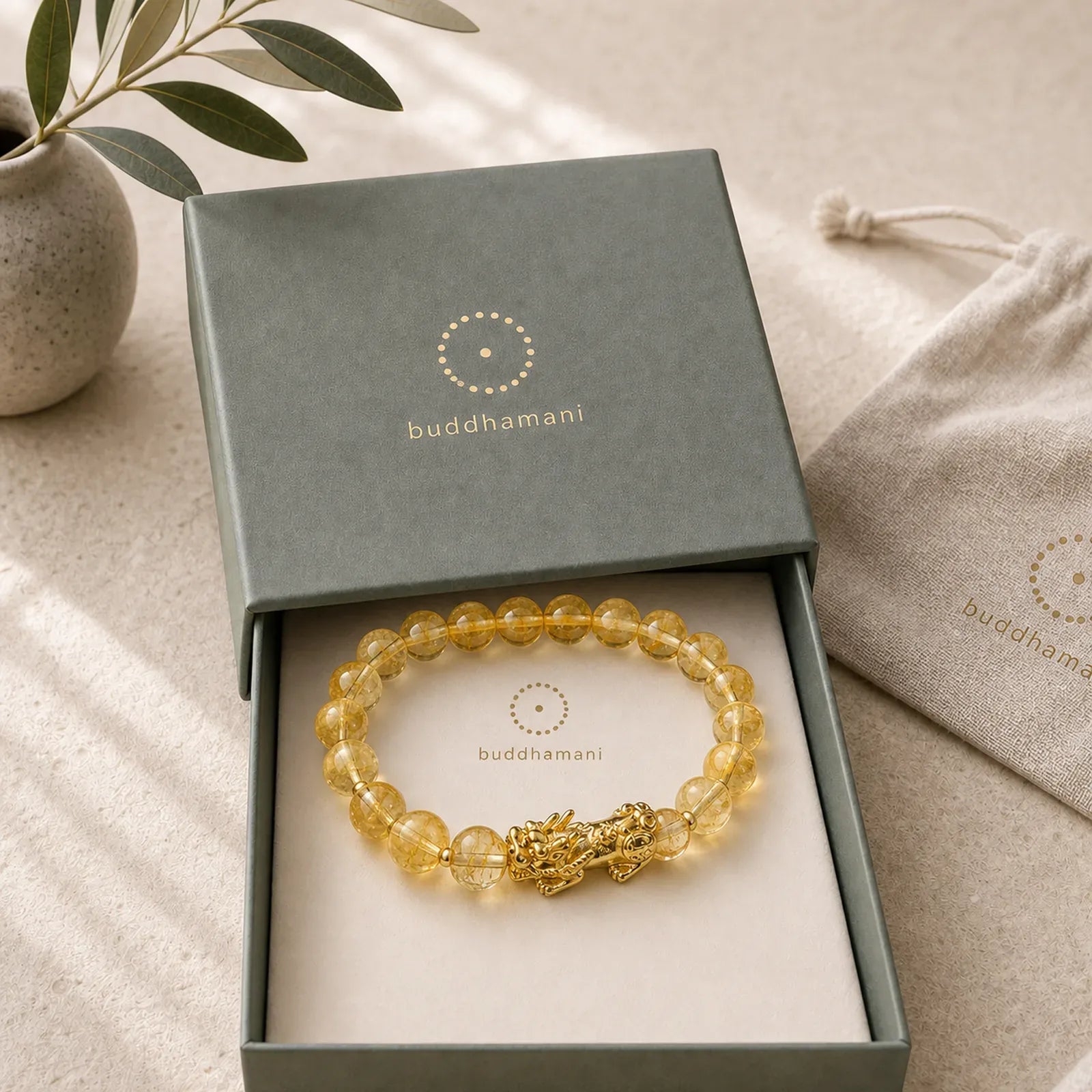Natural Citrine PiXiu Prosperity Protection Bracelet featuring Citrine, Pixiu