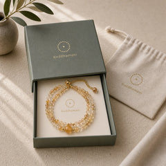 Natural Citrine Pink Crystal Beads Pleasure Creativity Double Layer Bracelet featuring Citrine, Pink Crystal, Rose Quartz