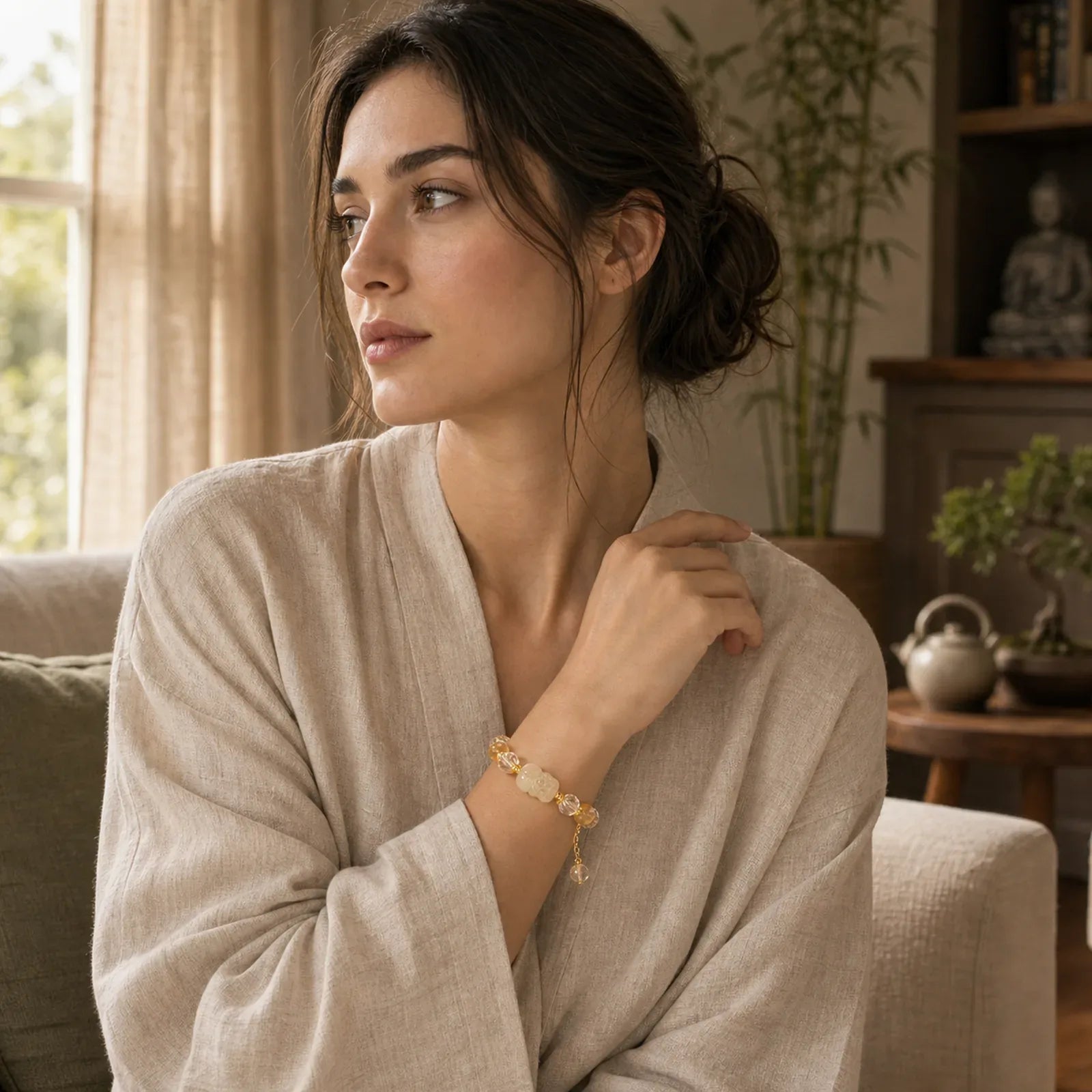 Natural Citrine Pixiu Prosperity Bracelet featuring Citrine, Pixiu